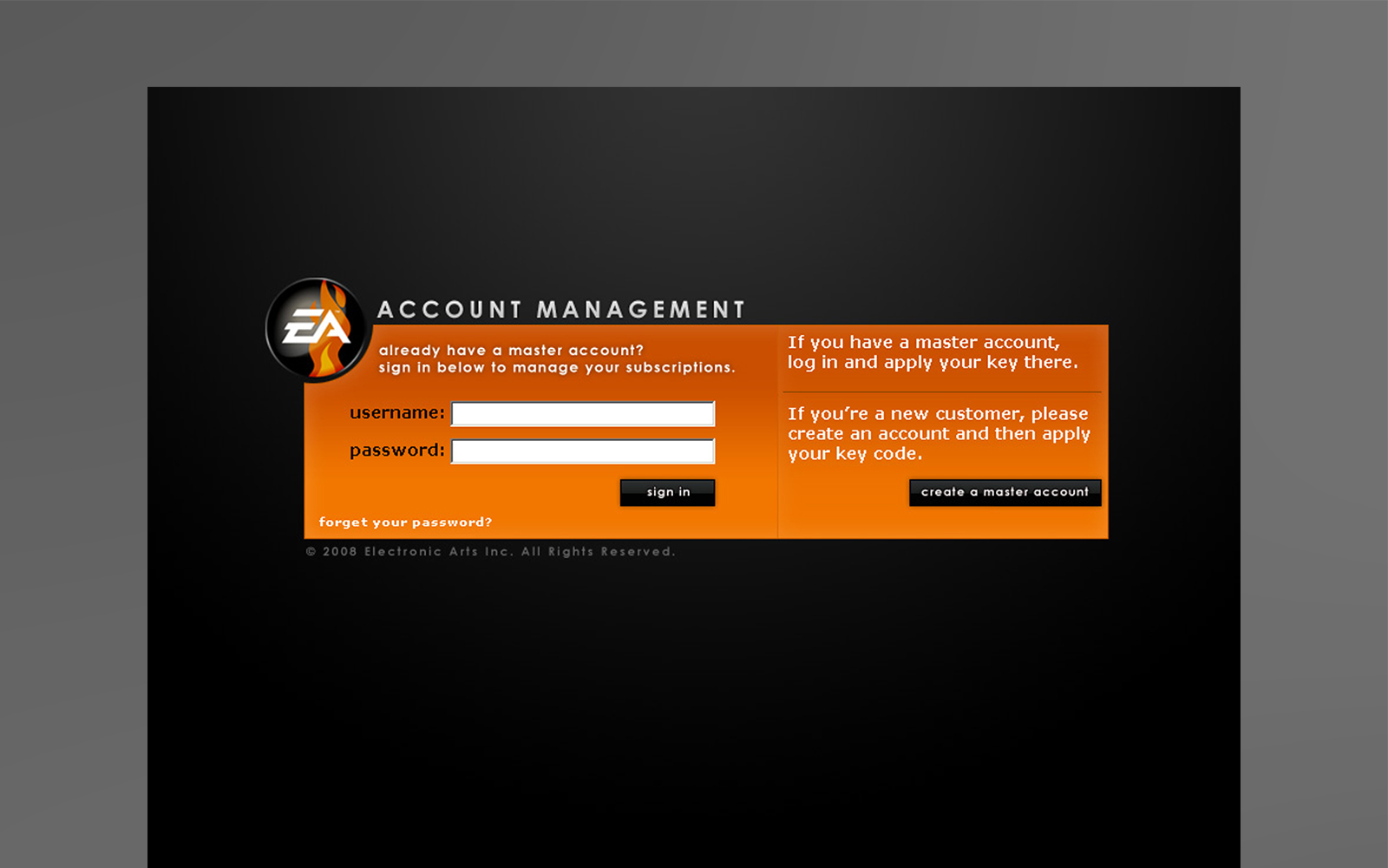 EA Mythic Account Management