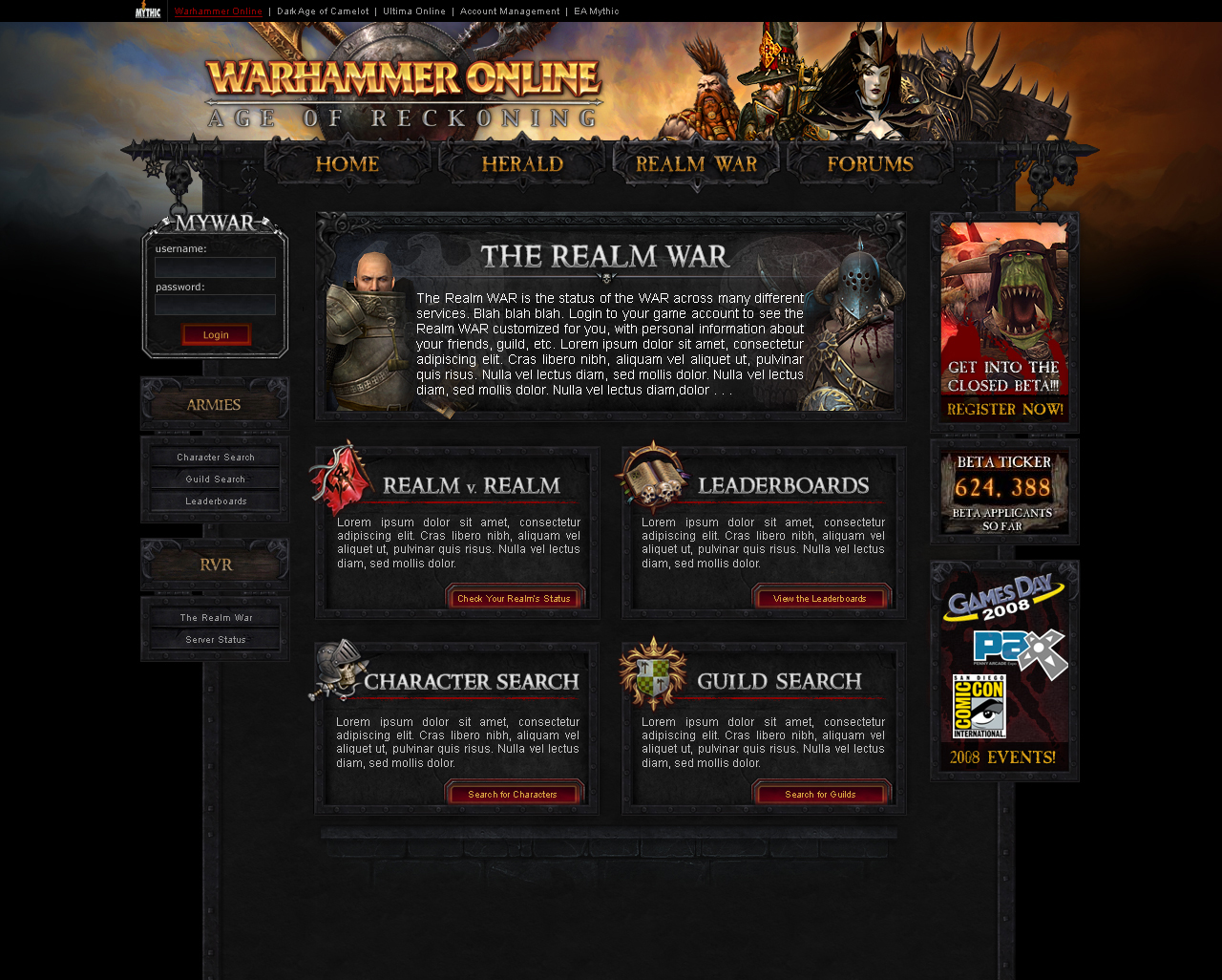 Warhammer Online - Ream War V2 - Index