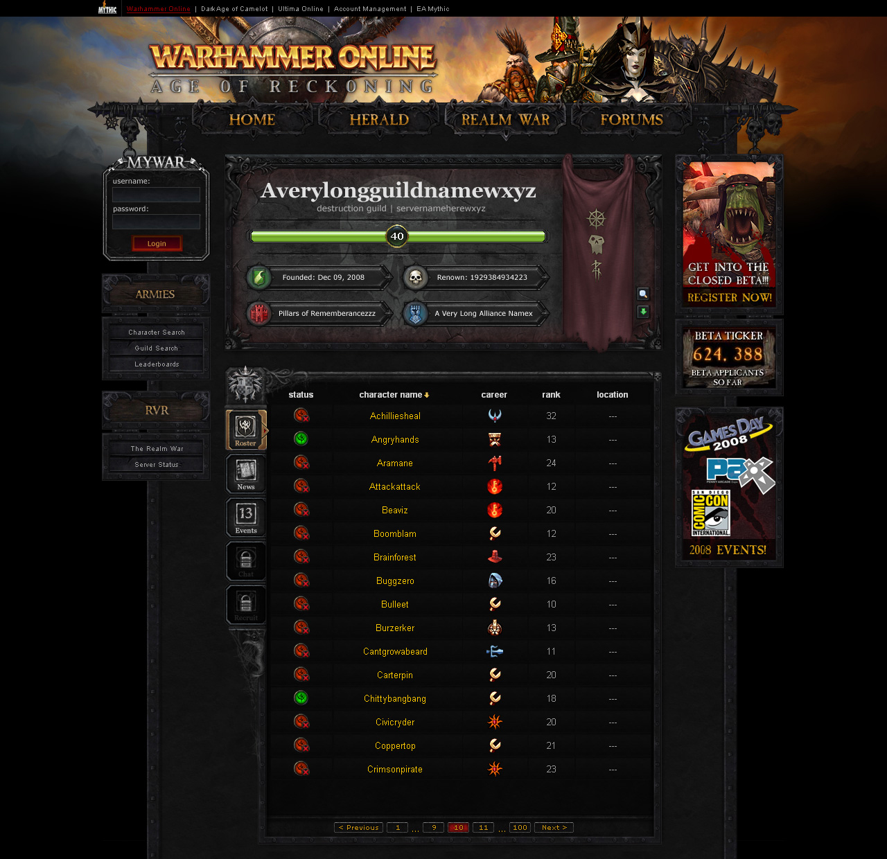 Warhammer Online - Realm War V2 - Guilds