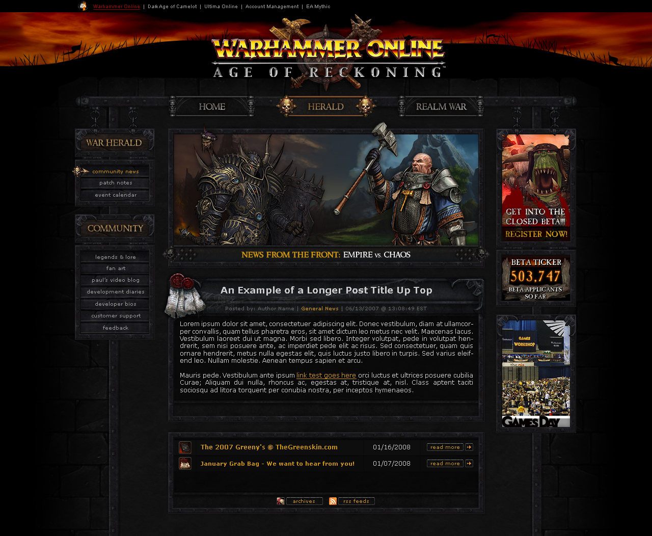 Warhammer Online - Launch Site - Herald