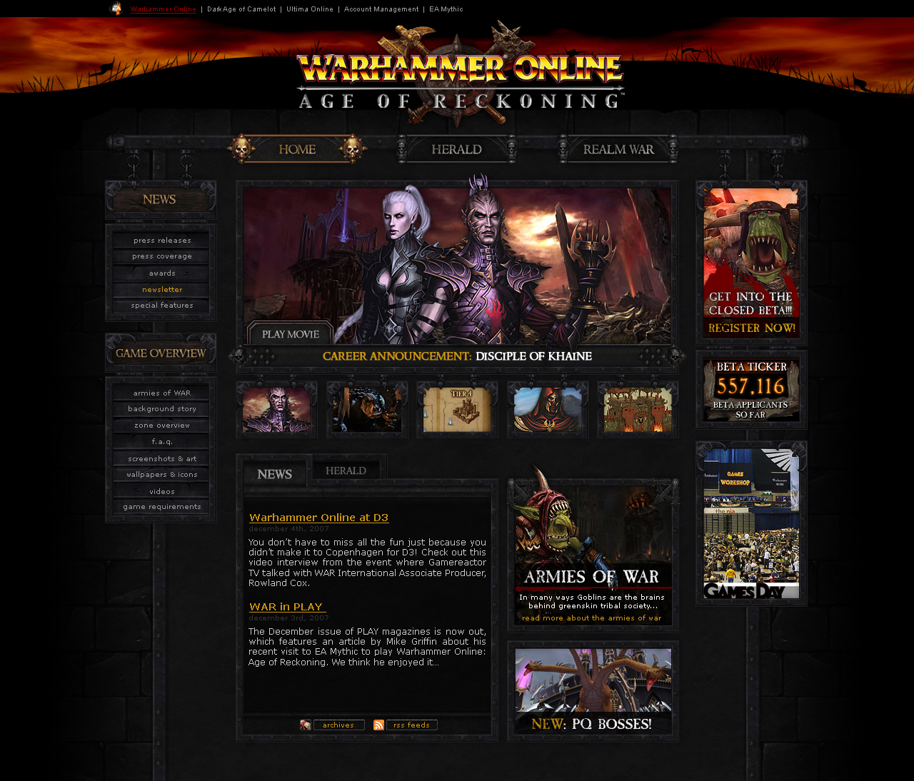 Warhammer Online - Launch Site - Home