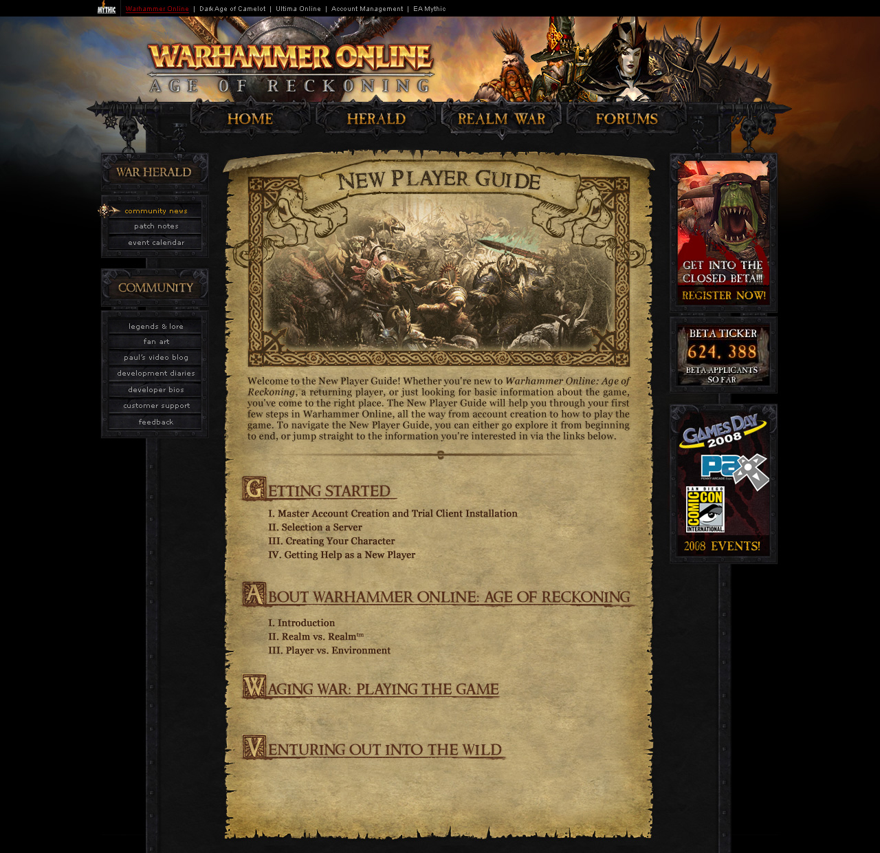 Warhammer Online - Design Refresh - New Player Guide Index