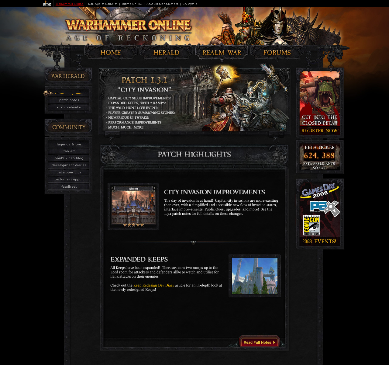 Warhammer Online - Design Refresh - Patch Notes Display