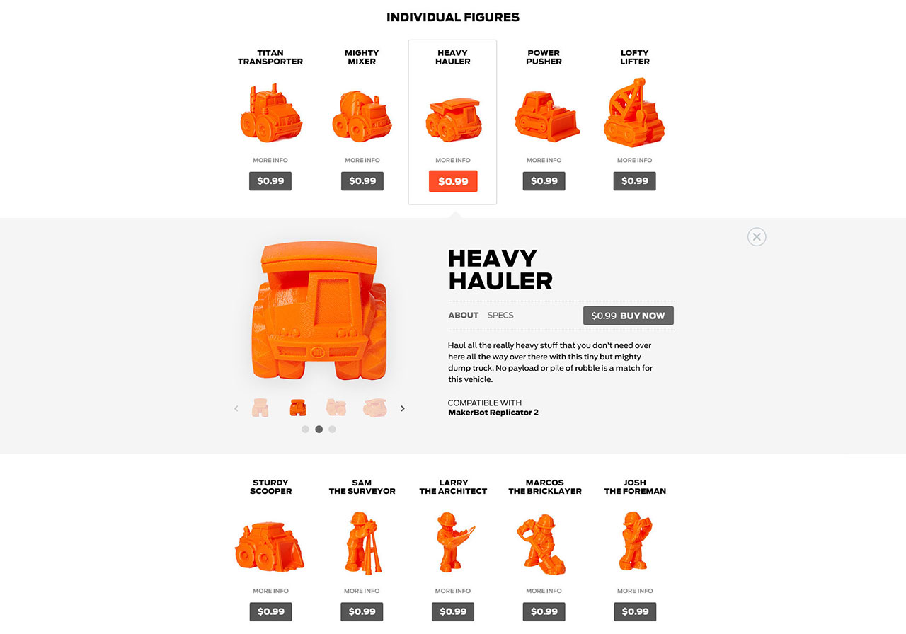 MakerBot Digital Store - Product Description Panel