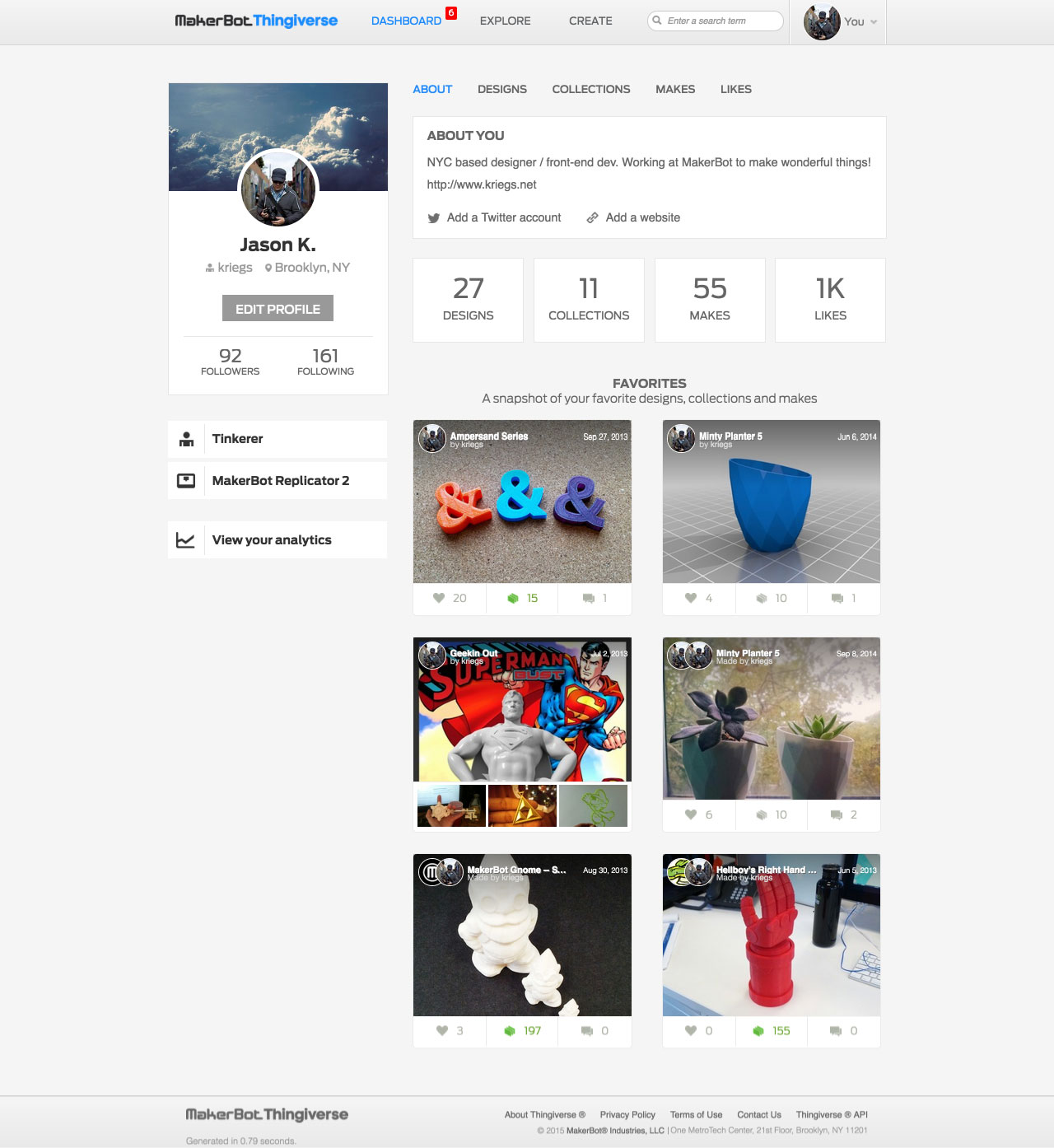 Thingiverse 2014 Updates - New User Profile Design