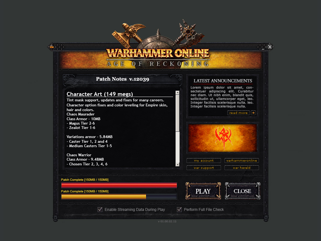 Warhammer Online - Main Window