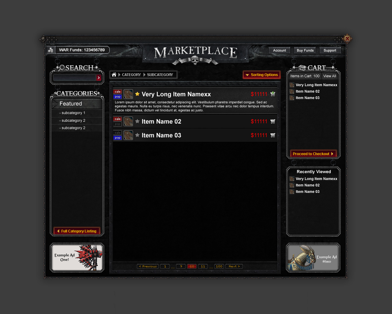 Warhammer Online - Marketplace Sub-Category