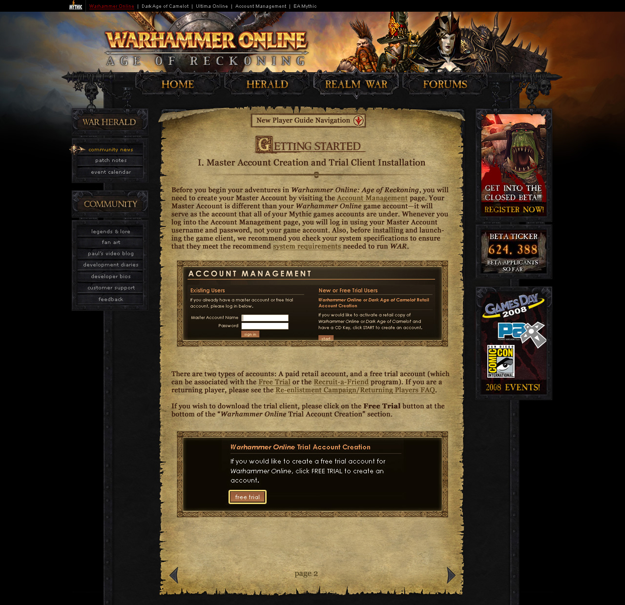 Warhammer Online - Design Refresh - New Player Guide Subpage