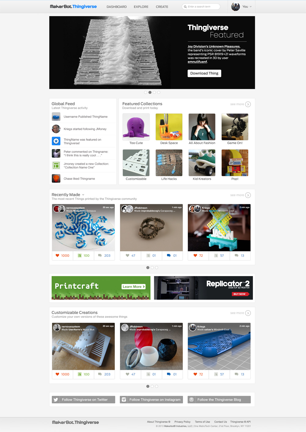 Thingiverse: Homepage